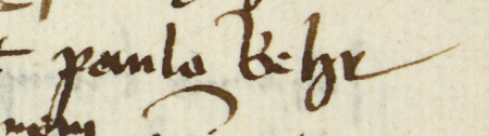 Z księgi testamentów obejmującej wpisy z lat 1427–1623 strony 124–125 z wpisem z 1479 roku stwierdzającym,
że w czwartek przed św. Janem Chrzcicielem Piotr Krupek zwany Lang (nr 266) złożył swoje zeznanie testamentowe w obecności
rajców: Waltera Kezingera (nr 228), wówczas burmistrza, Jana Karnkowskiego (nr 256), Pawła Newburgera (nr 253)
i Pawła Bera – oraz powiększenie zapisu imienia (Archiwum Państwowe w Krakowie, sygn. rkps 772, s. 124–125)