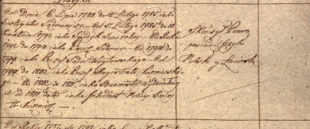 Ze sporządzonego w 1815 r. dokumentu Lista Urzędników i Officyalistów Etatowych Administracyę Wewnętrzną
Miasta Krakowa y Policyę Miejscową Składających […] oraz kwalifikacyi onychże fragmenty dotyczące Jana
Dobrzańskiego wraz z opisem jego kariery zawodowej, w tym z lat 1802–1811, gdy pełnił urząd burmistrza wydziałowego
(Archiwum Narodowe w Krakowie, sygn. Mag I-175, s. 1256–1257)