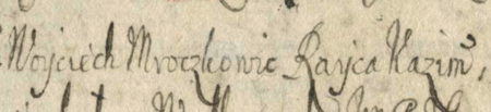 Z Kroniki Golińskiego fragment kalendarium, w którym pod rokiem 1648 odnotowano zgon rajcy
Wojciecha Mroczkowicza; notka poprzedzająca informuje o śmierci duchownego z Wolbromia, który czary z ludzi
wyganiał y na czary pomagał, natomiast notka następna dotyczy wyboru do rady autora Kroniki, Marcina Golińskiego
(Biblioteka Zakładu Narodowego im. Ossolińskich, sygn. rkps 188)