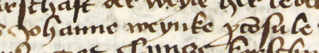 Z księgi testamentów obejmującej lata 1427–1623 strony 10–11 z początkiem wpisu z 1439 roku,
zawierającego zeznanie testamentowe Mikołaja Blumentala, złożone w obecności rajców Jana Weinke,
wówczas burmistrza, Mikołaja Wierzynka (nr 191) i Kunczgo Korsnera (nr 204) – oraz powiększenie zapisu imienia
i funkcji burmistrza (Archiwum Państwowe w Krakowie, sygn. rkps 772, s. 10–11)