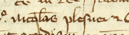 Z księgi ławniczej obejmującej lata 1365–1376 strony 128–129 z wpisem z 1371 roku, dotyczącym zawartej
przed Mikołajem Plesnerem i Goczem Czinem (nr 97) ugody między Bartkiem synem Fryderyka i Janem Bartfalem (nr 129)
w sprawie o dzielący ich domy mur, który zgodnie z tą ugodą miał pozostać nienaruszony – oraz powiększenie zapisu imienia
(Archiwum Państwowe w Krakowie, sygn. rkps 2, s. 128–129)