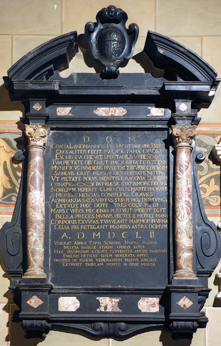 Epitafium rajcy i burmistrza Jana Cyrusa oraz jego rodziny
w kaplicy Matki Boskiej Ostrobramskiej kościoła Mariackiego, wykonane po roku 1652