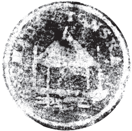 (1847)
Odciski pieczęci urzędowych Toń z lat
1847, 1859 i 1923 oraz odcisk w wosku
pieczęci kapituły krakowskiej, długotrwałego
właściciela wsi Tonie; przedstawia tarczę
z trzema koronami, ponad nią dwie półpostaci:
św. Stanisława z pastorałem
i św. Wacława z proporcem, w otoku napis:
S[IGILLUM] MAIVS CAPITVLI
ECCE CRACOVIENSIS
(Archiwum Narodowe w Krakowie,
sygn. WM 562, s. 1144;
sygn. 29/456/126, nlb.;
sygn. PUZKr 59, nlb.; sygn. perg. 676)