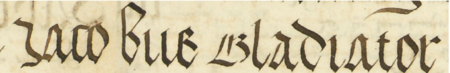 Z księgi radzieckiej Kazimierza obejmującej lata 1481–1508: fragment wpisu dokumentującego wybór rady
urzędującej na rok 1498, z Jakubem płatnerzem starszym w składzie – zbliżenie zapisu imienia
(Archiwum Narodowe w Krakowie, sygn. K 7, s. 333)