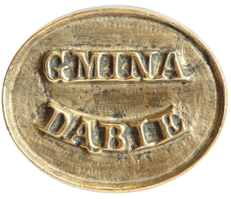 Metalowy tłok pieczętny używany przez gminę w okresie autonomicznym – lustrzane odbicie
(Archiwum Narodowe w Krakowie, sygn. T 526)