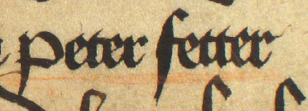 Dokument wydany w 1430 roku w Krakowie przez sąd ławniczy, który przyjął zeznanie mistrza Hanusza łaziebnika
w sprawie odstąpienia przez niego Piotrowi Fetterowi swojej łaźni położonej przed bramą Wiślną na Piasku –
oraz powiększenie zapisu imienia (Archiwum Państwowe w Krakowie, sygn. perg. 188)