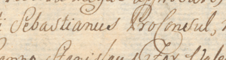 Fragment kopii protokołu wykonawczego z 1554 roku do zawartego w roku 1553 układu między Kazimierzem
a kazimierską gminą żydowską w sprawie poszerzenia granic miasta żydowskiego w Kazimierzu; protokół ten,
zawierający szczegółowe wytyczenie terenów poszerzających obszar zamieszkiwany przez Izraelitów, podpisywał stojący
na czele reprezentacji miasta Kazimierza ówczesny burmistrz Sebastian celnik – zbliżenie zapisu imienia i funkcji
(Biblioteka Jagiellońska, sygn. rkps 136, s. 65)
