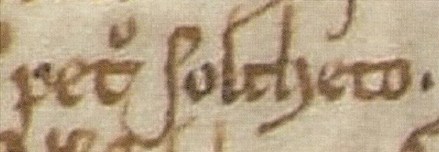 Dokument z 1230 roku wystawiony w Krakowie, dotyczący transakcji między klasztorem cysterskim a Matyldą,
wdową po Raciborzu, dziedzicu wsi Skaryszowa koło Mogiły, której dokonano w obecności
między innymi sołtysa krakowskiego Piotra - oraz powiększenie zapisu imienia i urzędu
(Archiwum Opactwa Cystersów w Mogile, sygn. dok. perg 11)