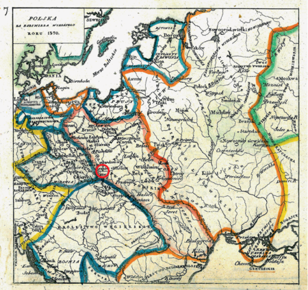 Mapa nr 7
Terytorium ziemi krakowskiej na mapie przedstawiającej Królestwo Polskie poszerzone o obszar
Rusi Halicko-Włodzimierskiej w roku śmierci Kazimierza Wielkiego (1370)