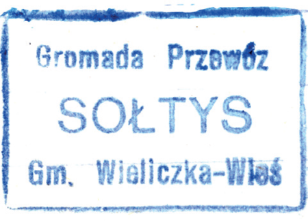 (1950)
Odciski pieczęci urzędowych Przewozu
z lat 1854, 1927 i 1950
(CPAHU we Lwowie, sygn. fond 20, opis 1,
sprawa 234; Archiwum Narodowe
w Krakowie, sygn. PUZKr 56, nlb.;
sygn. Gm. WiW 7, s. 509)