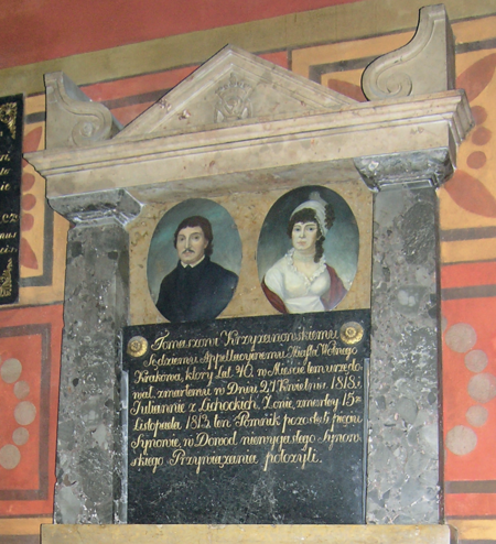 Pomnik nagrobny zmarłego w 1818 roku Tomasza Krzyżanowskiego i jego żony, Julianny z Lichockich, zmarłej
w 1813 roku, wystawiony przez ich synów w kaplicy Przemienienia Pańskiego kościoła Mariackiego w Krakowie
