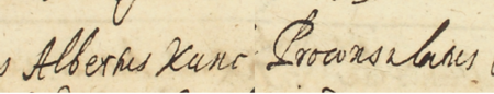 Z księgi radzieckiej kleparskiej obejmującej lata 1618–1785: fragment dokonanego w 1649 roku wpisu dokumentującego
przejęcie przez Wojciecha Kuncza funkcji burmistrza od Jana Bojanowskiego (nr 154), tu zapisanego pod przydomkiem
Karlica – zbliżenie zapisu imienia i funkcji (Archiwum Narodowe w Krakowie, sygn. KL 115, s. 277)