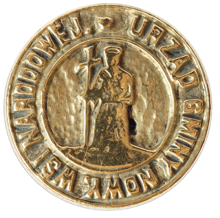 Metalowy tłok pieczętny używany przez gminę w okresie autonomicznym – lustrzane odbicie
(Archiwum Narodowe w Krakowie, sygn. T 139)