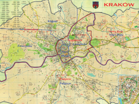 niebieska-granice i nazwy dzielnic dawnego podziału miasta na 6 jednostek
czerwona - granice i nazwy dzielnic nowego podziału miasta na 4 jednostki