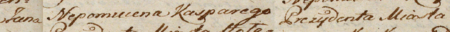 Z księgi miejskiej obejmującej protokoły sądów potocznych odbywających się w rezydencji prezydentów Krakowa
w latach 1783–1784 fragment strony 118 z wpisem sprawy rozpatrywanej w 1783 roku za kadencji burmistrza
(tu zwanego prezydentem) Jana Nepomucena Kaspariego – oraz powiększenie zapisu imienia i funkcji
(Archiwum Państwowe w Krakowie, sygn. rkps 1144, s. 118)