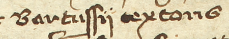 Z księgi radzieckiej Kazimierza obejmującej lata 1387–1390: fragment wpisu
dokumentującego wybór rajców na rok 1390, z Bartłomiejem sukiennikiem w składzie – oraz zbliżenie zapisu imienia
(Archiwum Narodowe w Krakowie, sygn. K 3, s. 181)