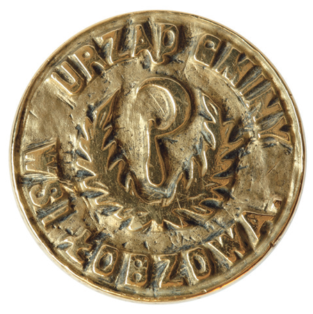 Metalowy tłok pieczętny używany przez gminę w okresie autonomicznym – lustrzane odbicie
(Archiwum Narodowe w Krakowie, sygn. T 305)