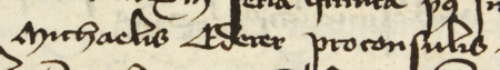 Z księgi testamentów obejmującej lata 1427–1623 strony 78–79 z wpisem z 1463 roku, stwierdzającym, że w czwartek
po pierwszej niedzieli Wielkiego Postu złożona chorobą Małgorzata, żona Zygmunta młynarza, złożyła swoje zeznanie testamentowe
w obecności rajców Michała Ederera, wówczas burmistrza, Pawła Newburgera (nr 253), Hartliba Parchwicza
(nr 236) i Tomasza Stelczera (nr 252) – oraz powiększenie zapisu imienia i funkcji burmistrza
(Archiwum Państwowe w Krakowie, sygn. rkps 772, s. 78–79)