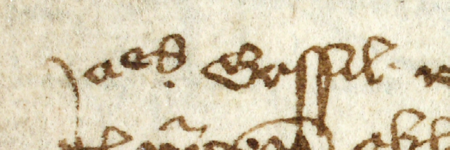 Z księgi ławniczej obejmującej lata 1390–1397 strony 138–139 z wpisem z 1394 roku, dotyczącym potwierdzenia przez
Jana Gossila długu pieniężnego, jaki zaciągnął u przyszłego rajcy Mikołaja z Cieszyna (nr 183), wraz z zobowiązaniem
spłaty do najbliższego św. Wita i postawieniem całego majątku pod zastaw – oraz powiększenie zapisu imienia
(Archiwum Państwowe w Krakowie, sygn. rkps 3, s. 138–139)