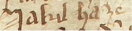 Z najstarszej zachowanej księgi radzieckiej Kazimierza obejmującej lata 1369–1381:
fragment wpisu dokumentującego wybór rajców na rok 1372, z Jakilem Haze w składzie –
oraz zbliżenie zapisu imienia (Archiwum Narodowe w Krakowie, sygn. K 1, s. 77)