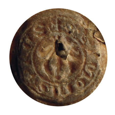 Dokumenty dotyczące jurydyki opatrywane były pieczęcią każdorazowego proboszcza kościoła św. Floriana; tu jedna z najstarszych proboszczowskich
pieczęci, pochodząca z dokumentu wystawionego w 1375 roku między innymi przez Szymona, proboszcza kościoła św. Floriana;
wyobraża odwróconą lilię heraldyczną (Archiwum Narodowe w Krakowie, sygn. perg. 60)