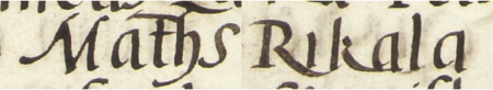 Z księgi radzieckiej Kazimierza obejmującej lata 1545–1551: wpis dokumentujący
wybór rady urzędującej na rok 1546, z Maciejem Rykałą w składzie – oraz zbliżenie zapisu imienia
(Archiwum Narodowe w Krakowie, sygn. K 11, s. 32–33)