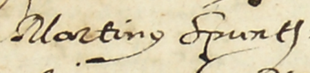 Z księgi miejskiej Kazimierza zawierającej indeks rzeczowy wpisów do kazimierskich ksiąg radzieckich z lat 1530–1603:
kopia wpisu elekcji rady urzędującej na rok 1556; wśród powołanych Marcin Spunth – zbliżenie zapisu imienia
(Archiwum Narodowe w Krakowie, sygn. K 176, s. 202)