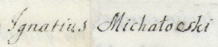Z urzędowego spisu rajców obejmującego lata 1363–1802 fragmenty stron 51–52 z wpisem z 1718 roku o wyborze do rady
po śmierci Aureliusza Federiciego (nr 568) nowego rajcy Ignacego Pawła Michałowskiego, jak zapisano „wielce oddanego dla
miasta Krakowa oraz sąsiadującego Kazimierza, gdzie piastował ważne funkcje w urzędzie” – oraz powiększenie zapisu imienia
(Archiwum Państwowe w Krakowie, sygn. rkps 1477, s. 51–52)