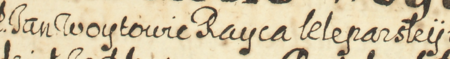 Z księgi ławniczej Kleparza obejmującej lata 1605–1615: początkowy fragment wpisu z 1607 roku
zawierającego odpowiedź-reprotestację na postawione przez Katarzynę Bielską zarzuty pod adresem Jana Wójtowicza,
rajcy kleparskiego – oraz zbliżenie zapisu imienia i urzędu (Archiwum Narodowe w Krakowie, sygn. KL 6, s. 211)