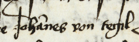 Z księgi radzieckiej obejmującej lata 1483–1500 fragment strony 92 z wpisem z 1486 roku stwierdzającym,
że w piątek, w dzień św. św. Fabiana i Sebastiana, rajca Jan von Tegil oświadczył, iż jest dłużny kupcowi
Heynczemu Arteilowi z Norymbergi 37 florenów węgierskich – oraz powiększenie zapisu imienia
(Archiwum Państwowe w Krakowie, sygn. rkps 430, s. 92)