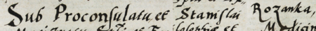 Z księgi radzieckiej obejmującej lata 1567–1576 fragment strony 245 z nagłówkiem otwierającym wpisy spraw prowadzonych
za kadencji burmistrzowskiej Stanisława Różanki w 1570 roku – oraz powiększenie zapisu imienia i funkcji burmistrza
(Archiwum Państwowe w Krakowie, sygn. rkps 446, s. 245)