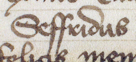 Dokument wydany w 1440 roku w Budzie, w którym Władysław Warneńczyk na prośbę rajców krakowskich,
wśród nich Mikołaja Seyfrida, transumuje akty z lat 1368 i 1401 i postanawia, że kupcy z Krakowa i Polski oraz kupcy
węgierscy mają korzystać z takiej samej wolności handlu w obydwu państwach, jaką mieli za czasów króla Ludwika –
oraz powiększenie zapisu imienia (Archiwum Państwowe w Krakowie, sygn. perg. 212)