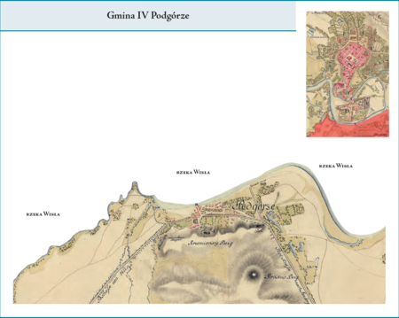 Gmina IV Podgórze według stanu z roku 1811 na przywołanym wcześniej planie miasta z 1811 r. – pierwszy raz
występująca w granicach miasta Krakowa dzielnica podgórska jako wynik epizodycznego przyłączenia odrębnego,
prawobrzeżnego miasta Podgórza do lewobrzeżnego Krakowa.