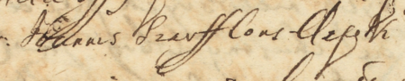 Z księgi wójtowskiej Kleparza obejmującej lata 1649–1653: początkowy fragment wpisu z 1653 roku
dotyczącego testamentu Reginy, wdowy po Janie Szarffie, rajcy kleparskim – zbliżenie zapisu imienia i urzędu
(Archiwum Narodowe w Krakowie, sygn. KL 11, s. 373)