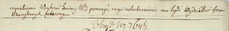 Z sentencjonarza obrad Senatu Rządzącego Wolnego Miasta Krakowa fragment wpisów z 1817 r. – nr 763 dotyczy
zastępczego powierzenia obowiązków wójta w Gminie V Miejskiej Janowi Płonczyńskiemu
(Archiwum Narodowe w Krakowie, sygn. WMK IV-2, s. 357–358)