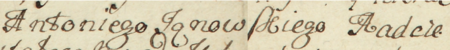 Z akt radzieckich specjalnych miasta Kleparza – inwentarzy rzeczy ruchomych i nieruchomym mieszczan z lat 1709–1792:
początkowy fragment sporządzonego w 1731 roku inwentarza rzeczy znajdujących się w domu rajcy Antoniego Janowskiego,
zastanych przez jego drugą żonę po zmarłej pierwszej żonie – oraz zbliżenie zapisu imienia i urzędu
(Archiwum Narodowe w Krakowie, sygn. KL 74, s. 27)