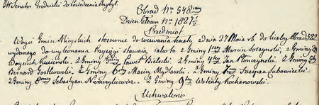 Z sentencjonarza obrad Senatu Rządzącego Wolnego Miasta Krakowa wpis z 1816 r. dotyczący
złożenia przysięgi przez nowo wybranych wójtów gmin miejskich, wśród nich Jana Płonczyńskiego
(Archiwum Narodowe w Krakowie, sygn. WMK IV-1, s. 245)