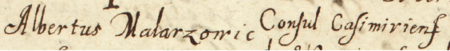 Z księgi radzieckiej Kazimierza obejmującej protokoły spraw kryminalnych z lat 1611–1628:
początkowy fragment wpisu toczącej się w 1624 roku sprawy Zofii ze Skalbmierza oskarżonej przez rajcę
Wojciecha Malarzowica zwanego Gładysz o uwiedzenie gusłami jego syna Szymona
(Archiwum Narodowe w Krakowie, sygn. K 267, s. 206)