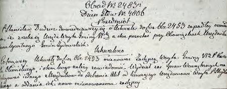 Z sentencjonarza obrad Senatu Rządzącego Wolnego Miasta Krakowa wpis z 1821 r.
związany z wyborem Karola Okońskiego na urząd wójtowski
(Archiwum Narodowe w Krakowie, sygn. WMK IV-7, s. 727)