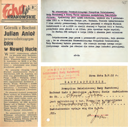 Inauguracja w 1951 r. Dzielnicowej Rady Narodowej w Nowej Hucie otwarła przejście z trwającego ponad stulecie okresu dzielnic – pomocniczych obwodów, do okresu dzielnic – zasadniczych jednostek zrównanych pozycją z gminami, które przetrwają w mieście do roku 1991. Wybór w pierwszej tego typu krakowskiej dzielnicy jej zwierzchnika zapoczątkował
wdrażanie całkowicie odmiennego od poprzednich modelu administrowania częściami wielkiego miasta.
Całkowite wyparcie „starego” przez „nowe” nastąpi w roku 1954, gdy wygaszonych zostanie 10 obwodów,
a do Dzielnicy Nowa Huta dołączy 5 kolejnych dzielnic obejmujących już obszar całego Krakowa (Archiwum Narodowe w Krakowie, sygn. 29-703-2534; Archiwum Zakładowe Urzędu Miasta Krakowa, sygn. AB Nr 3204330)