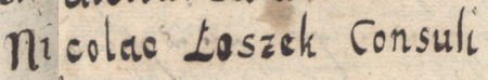 Z Liber inscriptionum… klasztoru oo. Augustianów w Kazimierzu: początkowy fragment dokonanego w roku 1681
wpisu przywołującego wydany w 1424 roku przez Władysława Jagiełłę przywilej dla Michała Losska, rajcy kazimierskiego,
na wybudowanie domu na przedmieściu Stradom, na gruncie zwanym „Rajem” – oraz zbliżenie zapisu imienia i urzędu
(Biblioteka Naukowa PAU/PAN, sygn. rkps 1676)