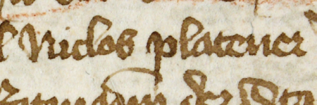 Z księgi ławniczej obejmującej lata 1408–1416 strony 104–105 z wpisem z 1413 roku, zawierającym testament
mieszczanina krakowskiego Mikołaja Czeyinczopa poświadczony wobec rajców miejskich, wśród których wymieniono Mikołaja
płatnerza – oraz powiększenie zapisu imienia (Archiwum Państwowe w Krakowie, sygn. rkps 4, s. 104–105)