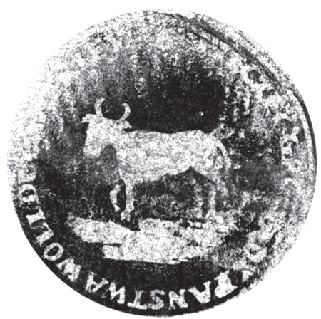 (1843)
Odcisk w laku pieczęci gromadzkiej Woli
Duchackiej z 1843 roku oraz odciski pieczęci
urzędowych z lat 1843, 1900 i 1938
(Archiwum Narodowe w Krakowie,
sygn. K. Krak. op. 83, s. 17; sygn. K. Krak.
op. 76, s. 4; sygn. Kr 7950, nlb.;
sygn. 29/1023/36, nlb.)