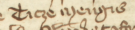 Z księgi radzieckiej Kazimierza obejmującej lata 1387–1390: fragment wpisu dokumentującego
wybór rady miejskiej na rok 1388, w składzie której znalazł się Ticze Mengis – oraz zbliżenie zapisu imienia
(Archiwum Narodowe w Krakowie, sygn. K 3, s. 77)