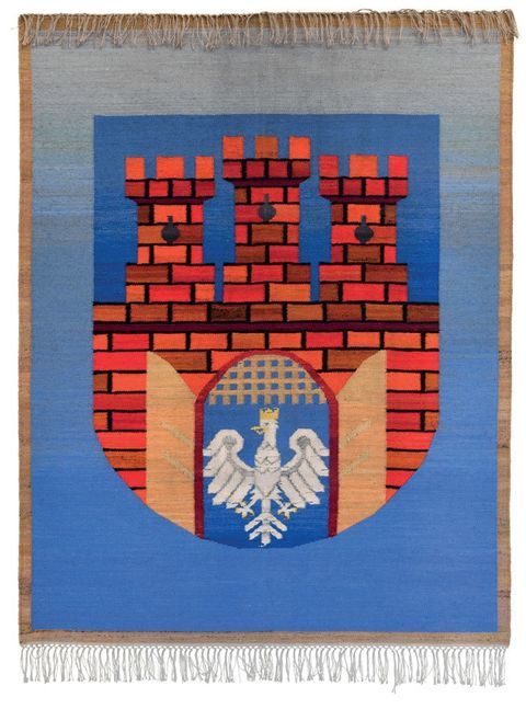 (579) Po roku 1991 – kilim „herbowy” z gabinetu
przewodniczącego Rady Miasta Krakowa, herb
według wzoru wprowadzonego w 1991 r.
(z zasobów UMK)
