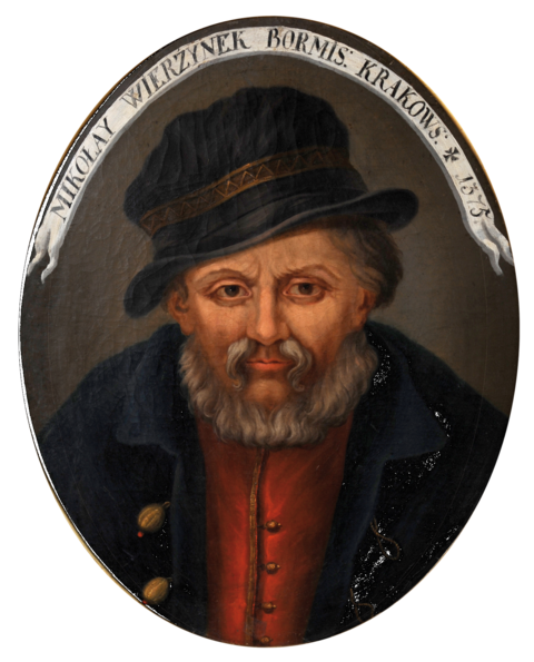 Mikołaj WIERZYNEK mł. I
kupiec, bankier
rajca od roku 1347
(mal. Michał Stachowicz,
z Pałacu Biskupiego w Krakowie)